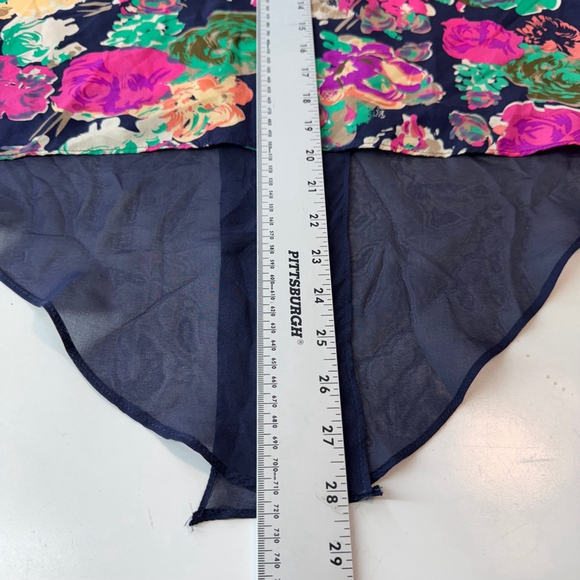 Maeve Komal Floral Top Blouse Womens 6 Blue Floral Boho Casual Pure Silk Hi Low - Picture 9 of 10